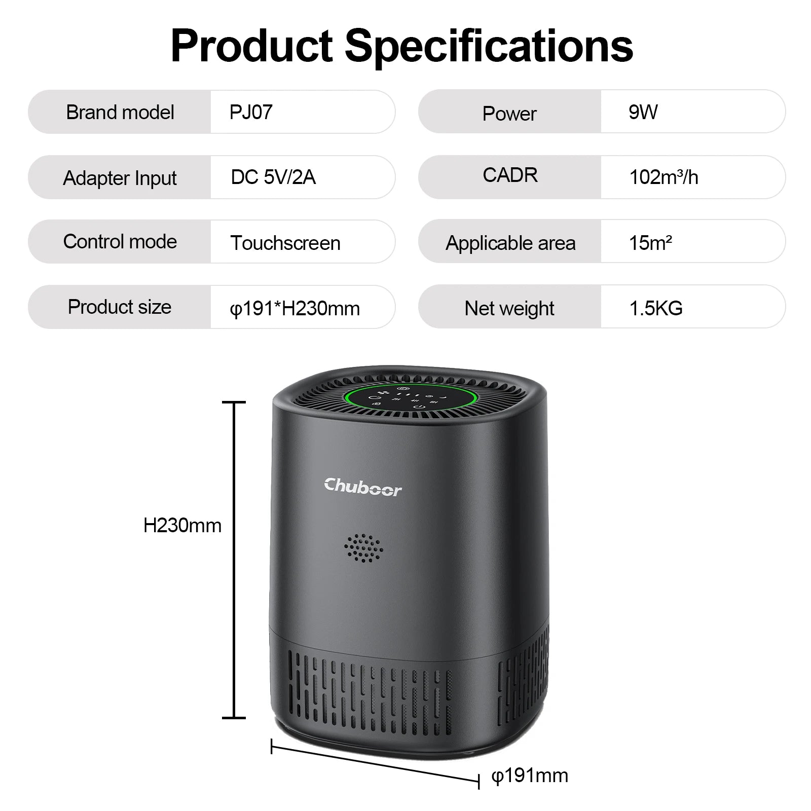 Chuboor Air Purifier for Home Office Bedroom