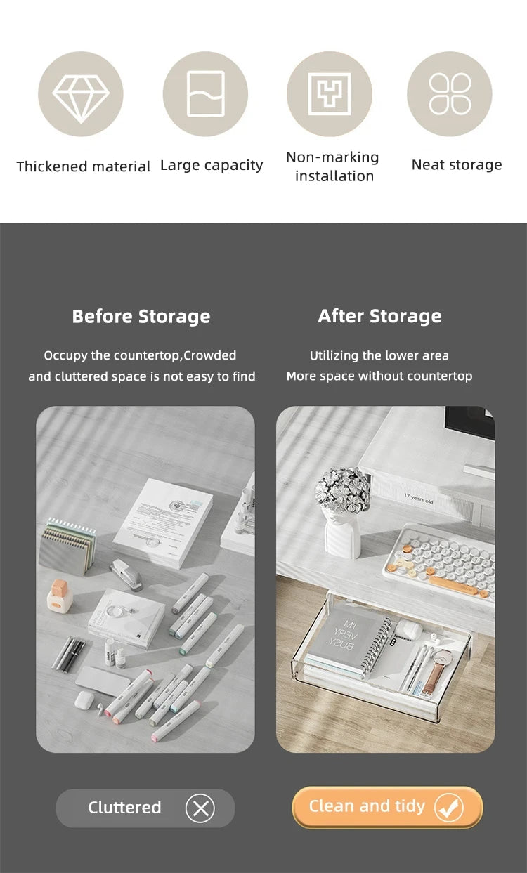 Drawer Storage Box Under Table