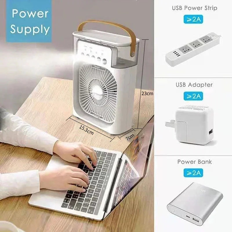3 in 1 Portable Air Cooler LED Night Light Humidifier