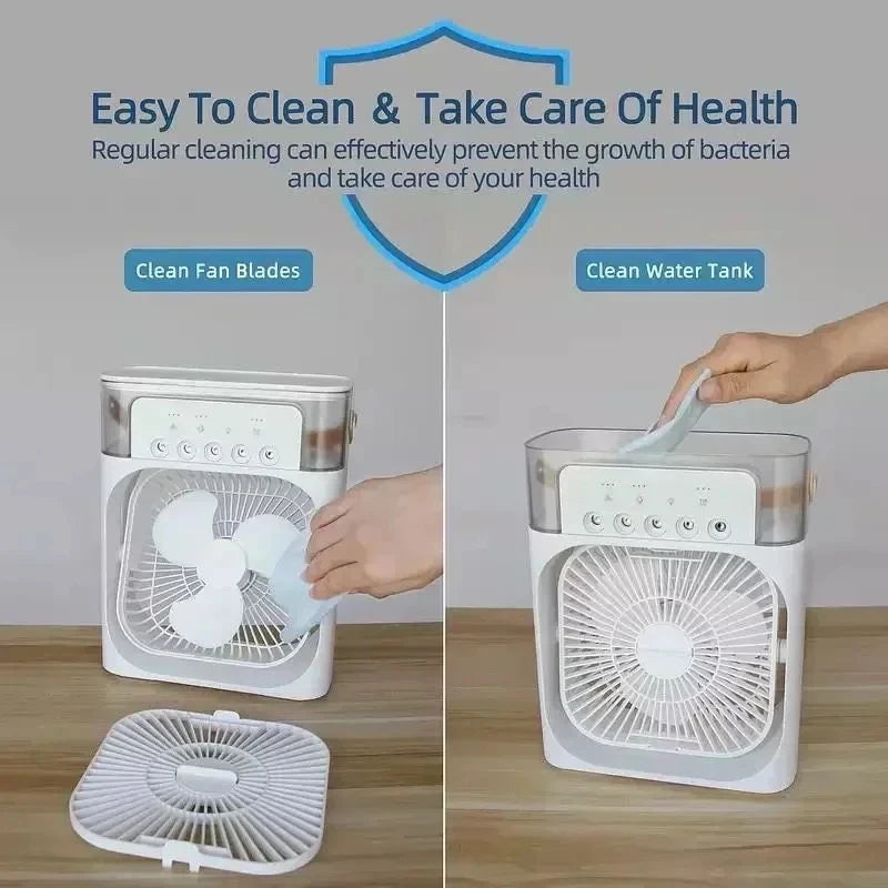 3 in 1 Portable Air Cooler LED Night Light Humidifier
